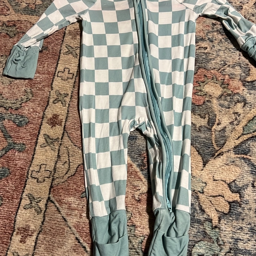 Kids Checkered One Piece Footie Pajama